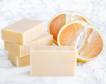 Grapefruit Soap Bars - Pretty Vegan Soap Gift For Women Under 15 Dollars - Homemade Mango Scented Soap - 4 oz Cold Process Soap For Teenager