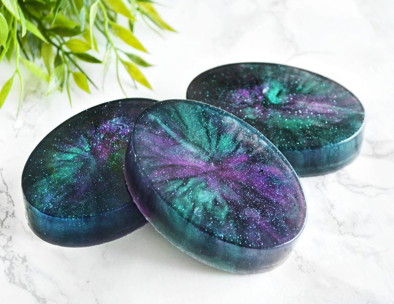 Galaxy Soap Bar - Celestial Homemade Glitter Soap - Vegan Glycerin Soap - Secret Sister Gift - Space Best Friend Gift Idea for Christmas 