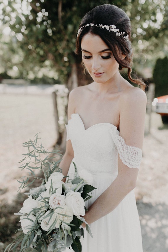 Bridal Hair Piece Flower Halo Headpiece Wedding Hair Halo With Etsy