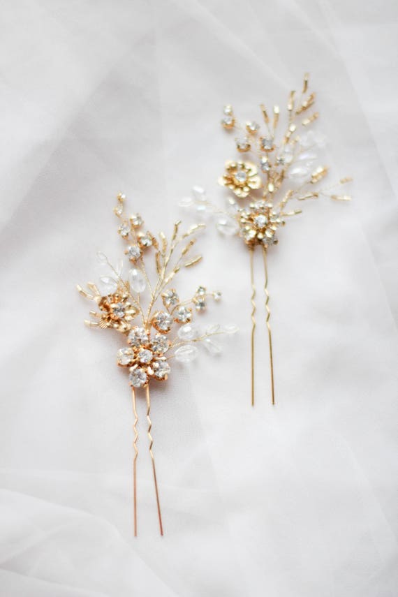 bridal flower hair pins
