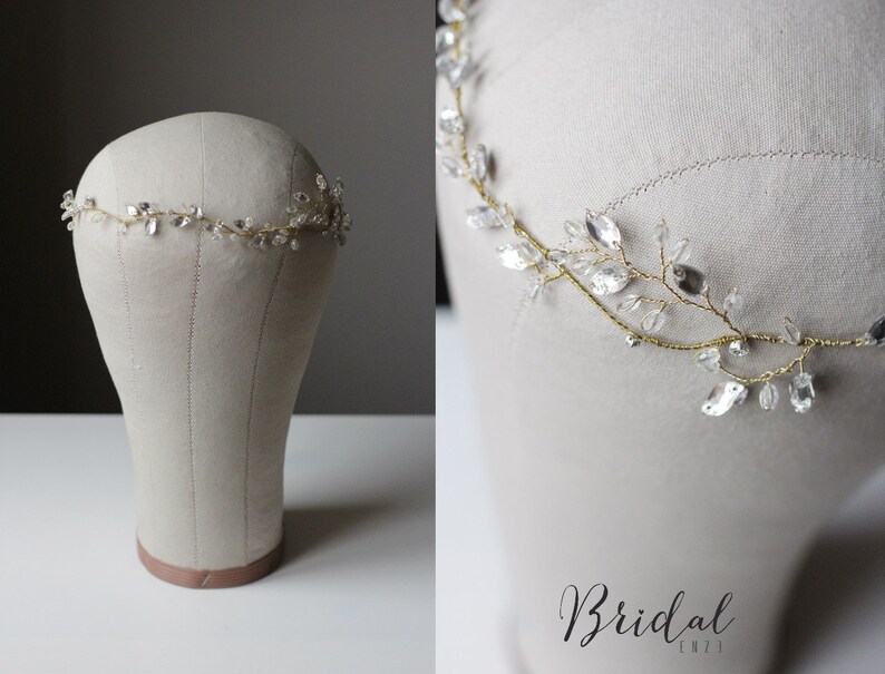 Bridal Crystal Hair Wrap Wedding Halo Vine Crystal Hair Piece Etsy