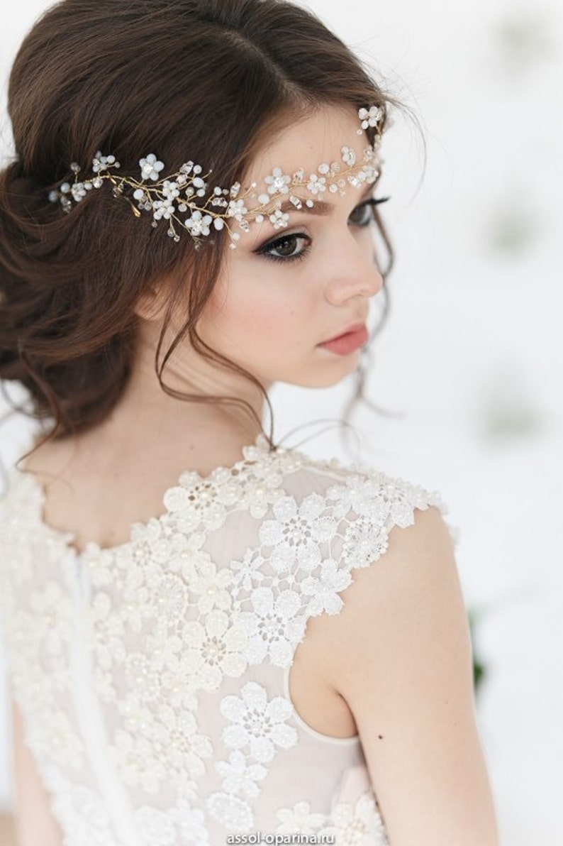 Bridal Crystal Wedding Headband Forehead Hair Piece Halo Hair Etsy