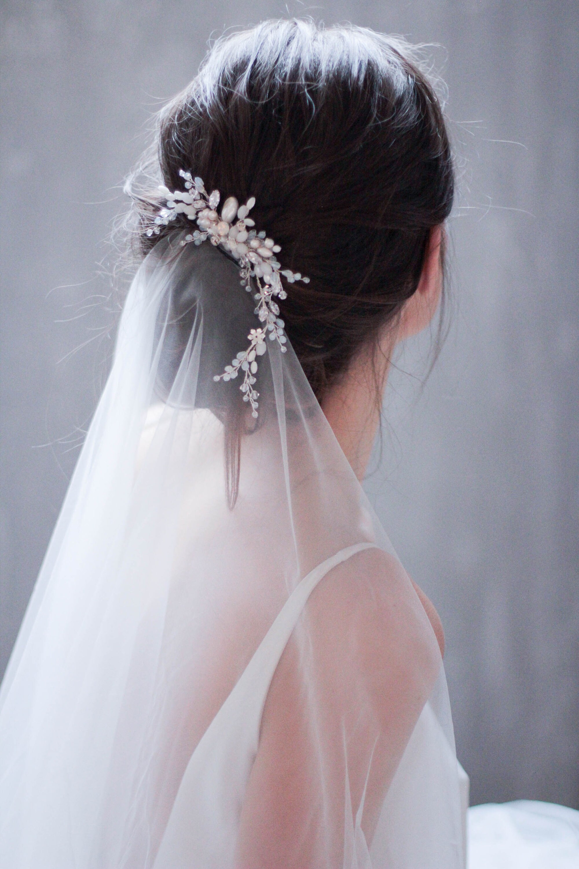 Bridal Comb for Veil Wedding Comb Pearls Natural Cultured Etsy