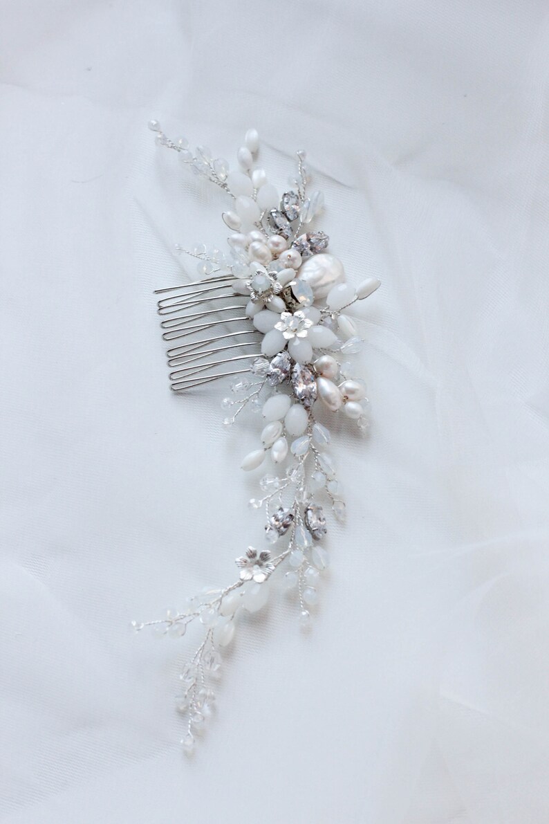 Bridal Comb for Veil Wedding Comb Pearls Natural Cultured Etsy