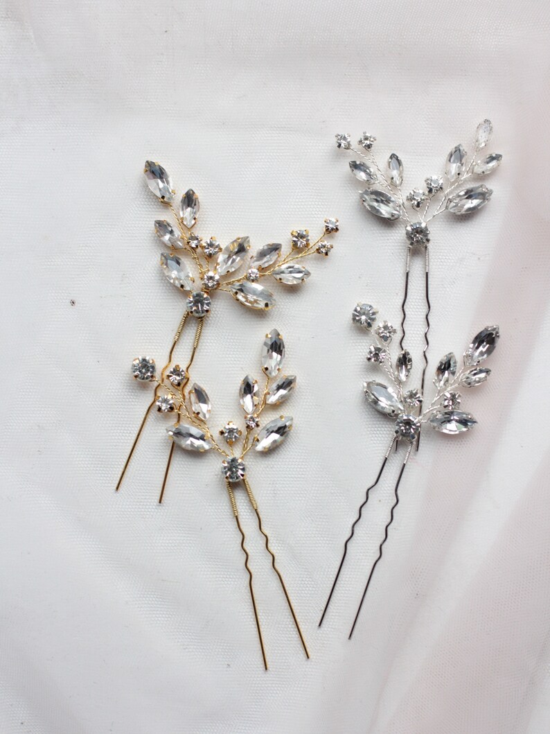 Crystal Hair Pins Wedding Hair Pins PAIR of Pins Gold Etsy