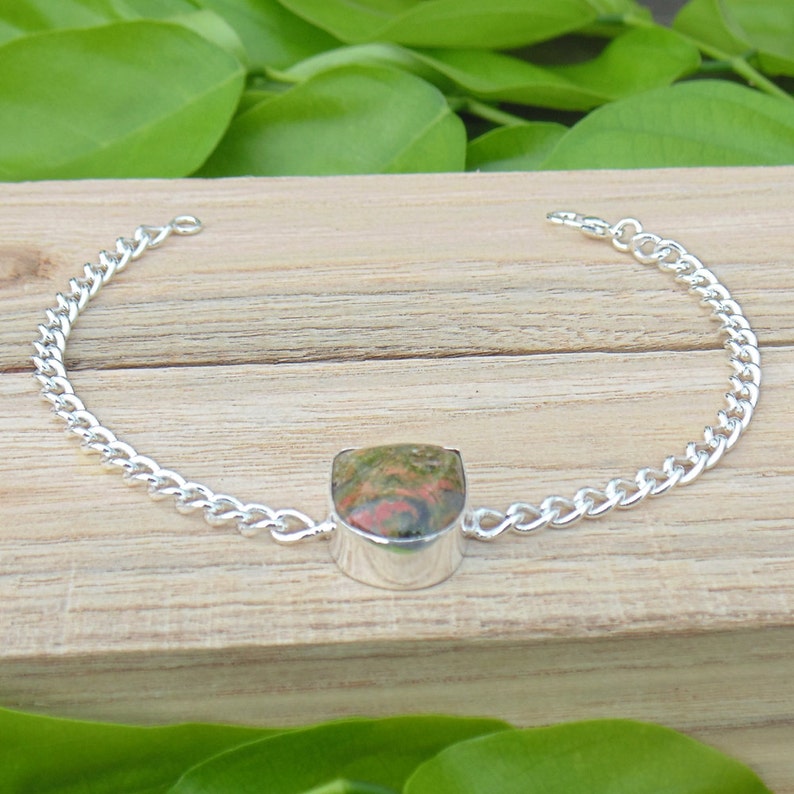 Chain Bracelet Single Stone Bracelet Unakite Bracelet Indian Fashion Bracelet AJB-0080 Daily Wear Bracelet Handmade Bracelet