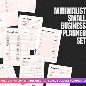 Minimalist Small Business Planner Set | Editable & Printable | 15 Pages | Canva Templates for Budget, Sales, Orders, Goals | A4 PDF and JPEG