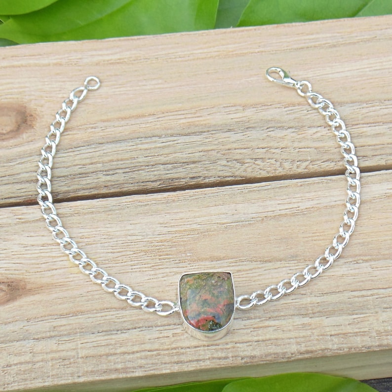Chain Bracelet Single Stone Bracelet Unakite Bracelet Indian Fashion Bracelet AJB-0080 Daily Wear Bracelet Handmade Bracelet