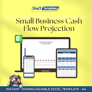 Cash Flow-Projektion für kleine Unternehmen | Umsatz, Ausgaben, Charts | Einfaches Tool für die Haushaltsplanung | Cash Flow Budget Tabelle