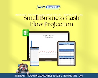 Small Business Cash Flow Projection Excel Template | Sales, Expenses, Charts | Easy Financial Planning Tool | Cash Flow Budget Spreadsheet