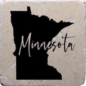 Minnesota Word Coasters, Minnesota Decor, Minnesota Gift, Marble Stone Tile, Drink Barware, Housewarming Gift, Home Decor, Man Cave