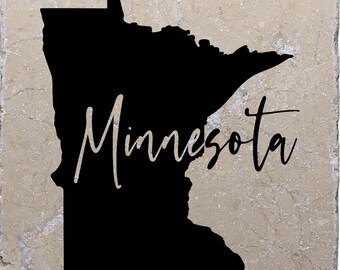 Minnesota Word Coasters, Minnesota Decor, Minnesota Gift, Marble Stone Tile, Drink Barware, Housewarming Gift, Home Decor, Man Cave