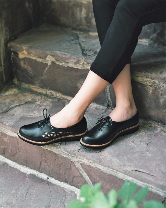 Women Leather Shoesred Leather Oxfords Oxford Shoes Painted - Etsy