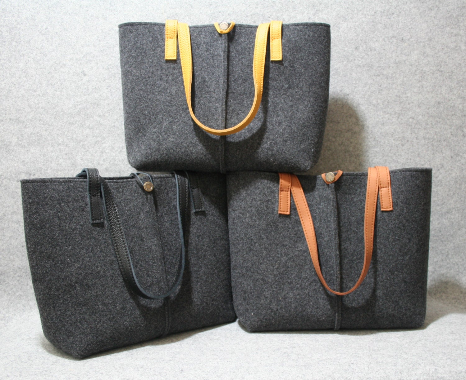 Dark grey wool felt bag. Tote bag Felt bag Felted tote bag Etsy