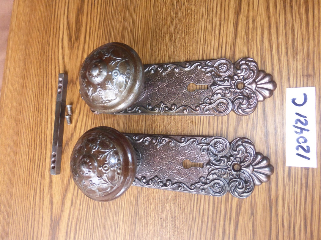 Vintage Antique Ornate 4 PC Cast Iron Door Hardware Set 120421 C Etsy