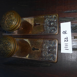 Vintage Antique 4 Pc Victorian Brass Door Hardware Set 111122 R