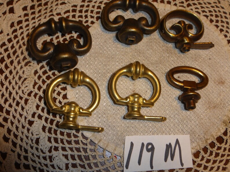 Vintage Antique SOLID BRASS Escutcheons Pulls Knobs Etsy