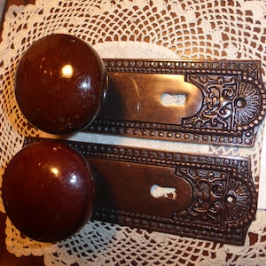 Vintage antik stil 4 delar utsmyckade viktorianska dörrbeslag i gjuten brons 72123 E