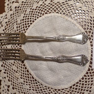 2 Vintage Antique Forbes Flat Handle Dinner Salad Dessert Forks 120121 M