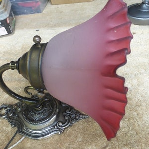 Vintage Antique Moe Bridges Iron Cranberry Glass Sconce Wall Light Fixture 41724 A