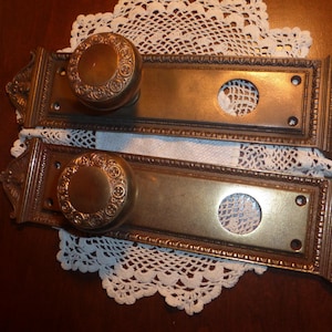 Vintage antieke 4-delige set LG messing toegangsdeurbeslag 101725 A