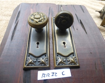 Vintage Antique Ornate Victorian 4 Pc Brass Door Hardware Set 121222 C