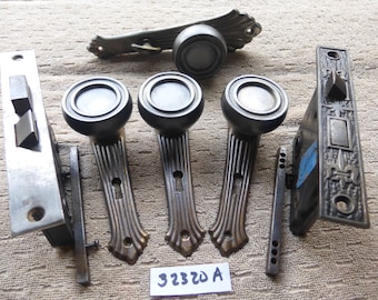 Vintage Antik Art Deco 10-teiliges Türbeschlagset 32320 A