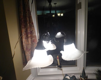 Vintage Antique Victorian 3 Light Chandelier Pendant Fixture 121223 A