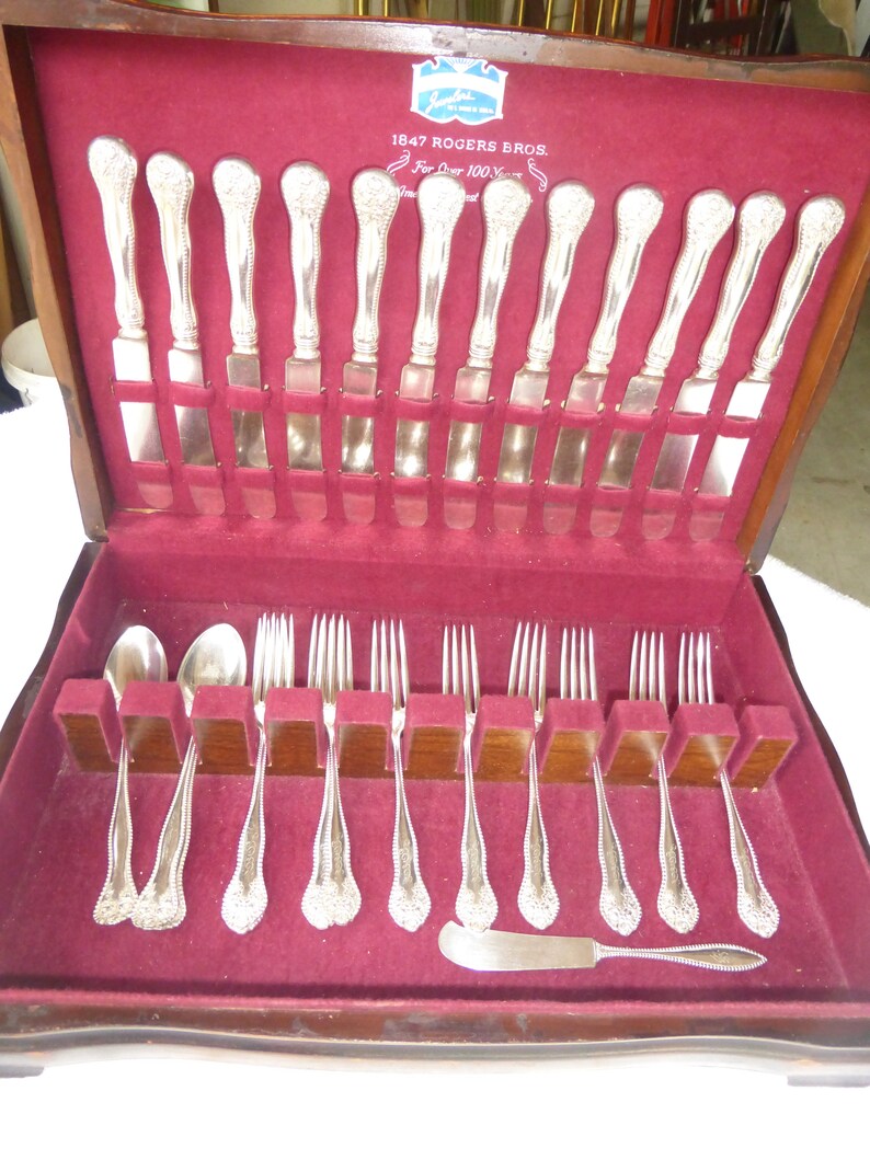 Vintage Antique Wood Silverware Storage Chest Box 5119 A Etsy