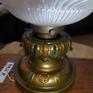 Vintage Antique Semi Flush Mount Ruffled Milk Glass Light Fixture  21922 K