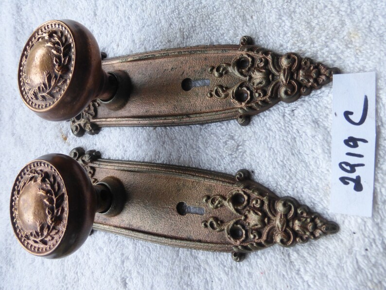 Antique Vintage Cast Iron R E Anjou Door Hardware Etsy