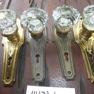 Vintage Antik 8-teiliges Messing Kristall Deco Türbeschläge Set 111122 L