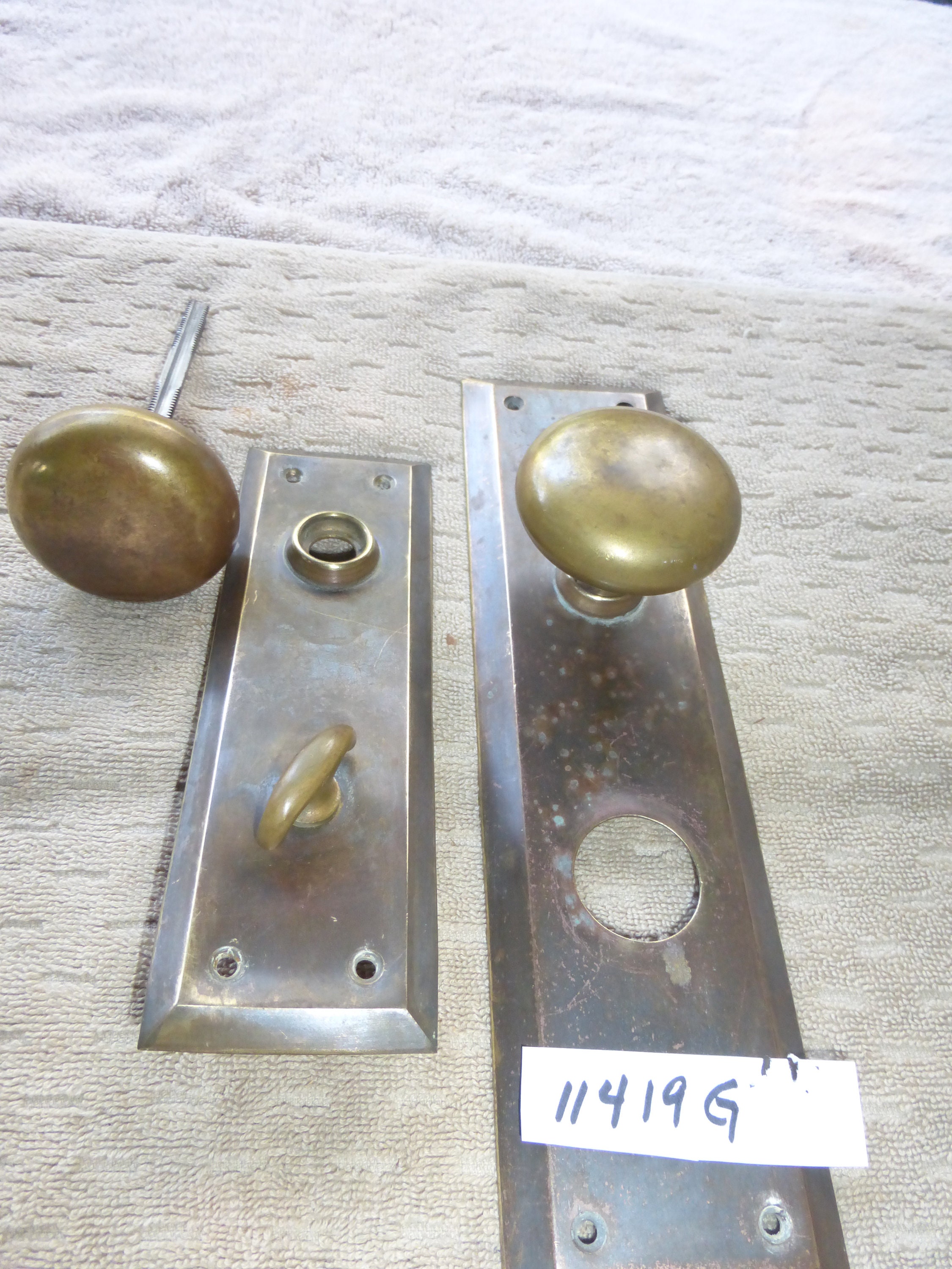 Antique Vintage Brass Door Hardware Set 11419 G