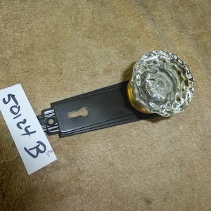 Set di ferramenta per pomelli in cristallo con placca per porta antica Deco vintage 50124 B