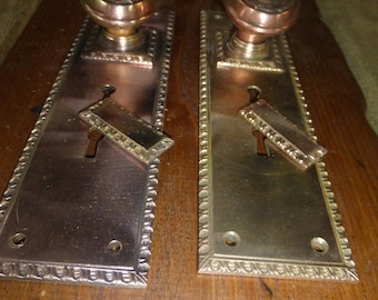 Vintage Antique 4 Pc Ornate Victorian Brass Door Hardware w Key Covers 5421 U