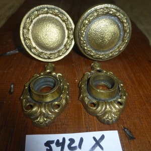 Vintage Antique 4 Pc Ornate Brass Door Hardware Set 5421 X