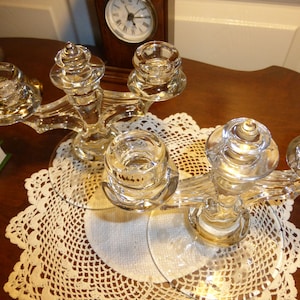 Antique PAIR of Art Deco Crystal Candle Holders 111423 B