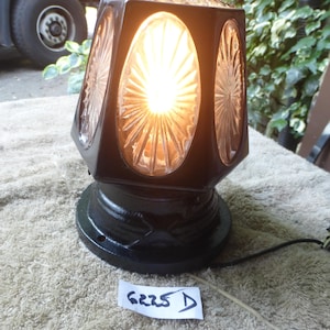 Vintage Antique Black Flush Mount Iron Glass Porch Light Fixture 6225 D