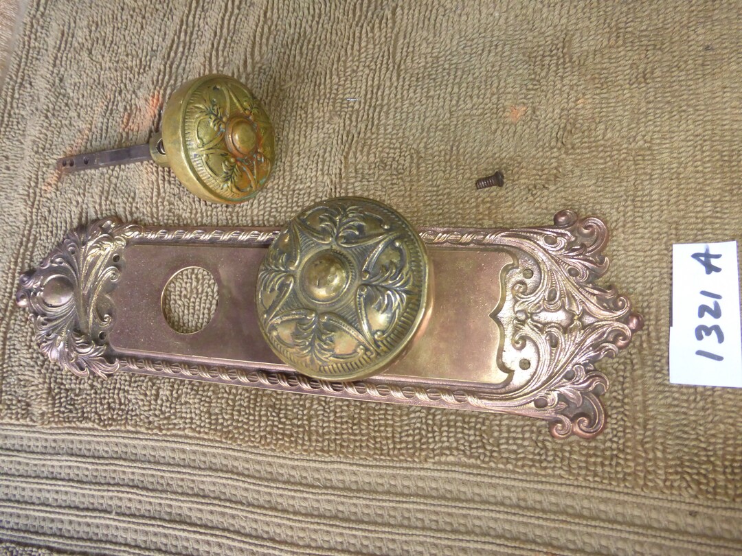 Vintage Antique 3 PC Cast Brass Victorian Entry Door Hardware Etsy