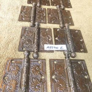 ONE Antique Cast Iron VERY ORNATE 3.5&quot;x3.5&quot; Fancy Cannonball Hinge 102720 E