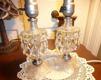 Vintage antike paar viktorianischen Kristall Lampen Teardrop 11320 A
