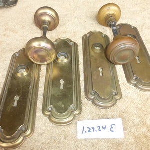 Vintage Antik 8-teiliges Messing-Deco-Türbeschlagset 1.27.24 E
