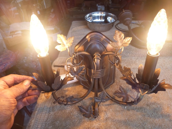 ヴィンテージ アンティーク 2 キャンドル 壁取り付け用燭台