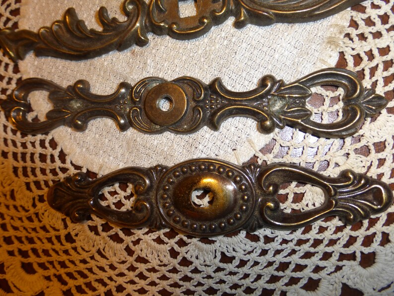 ONE Antique 61/8 SOLID BRASS Escutcheon Pull Etsy