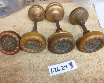 6 pomelli per porte in bronzo "Eulalia" RHCo d'epoca del 1897 1.26.24 B