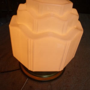 Vintage Antique Deco Brass Flush Mount Skyscraper Pendant FIxture Light 82423 C