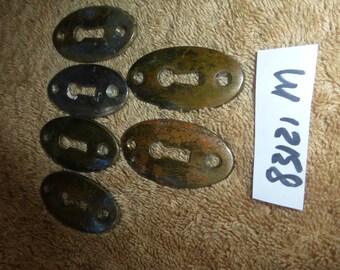 6 Vintage Antique Oval Cast Brass Keyhole Covers 83121 M
