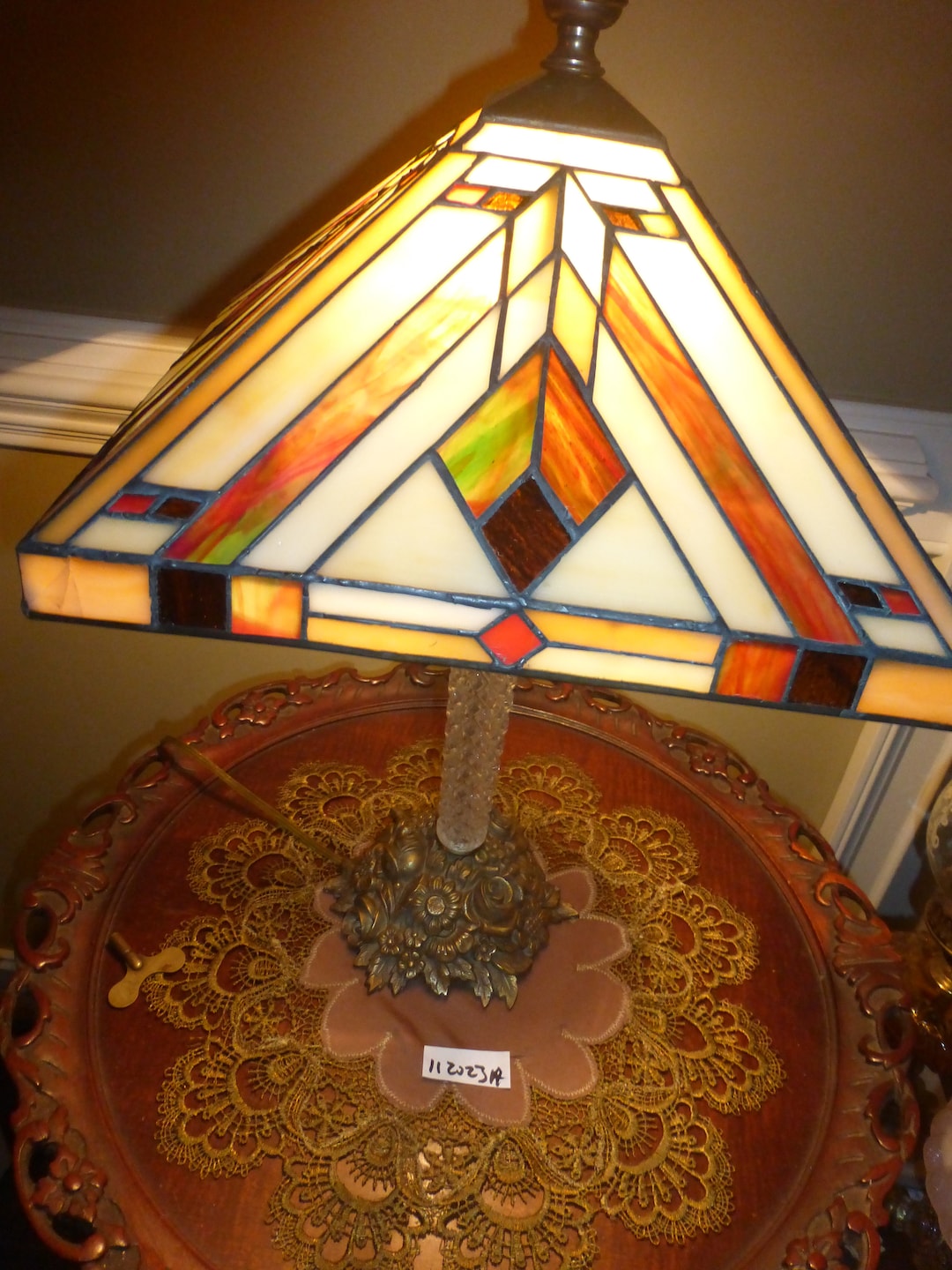 Vintage Antique Stained Glass Table Lamp 112023 D Etsy