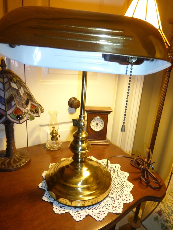 Vintage Brass Bankers Lamp Light Lamp Table Lamp Desk Lamp Etsy