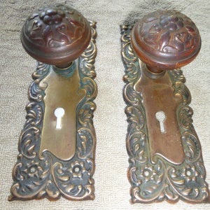 Antique Vintage 4Pc Solid Brass Door Hardware Set  72720 C